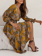Bohemian Printed Maxi Dress Plunging Neckline (14)