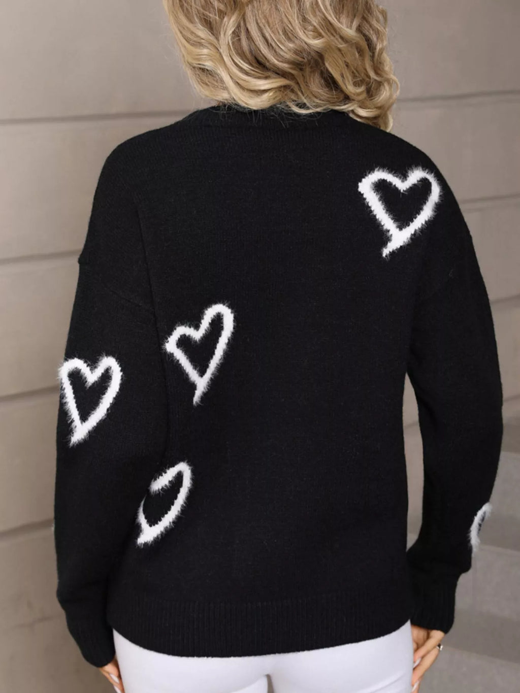 Valentine's Day Heart Print Crew Neck Sweater (9)