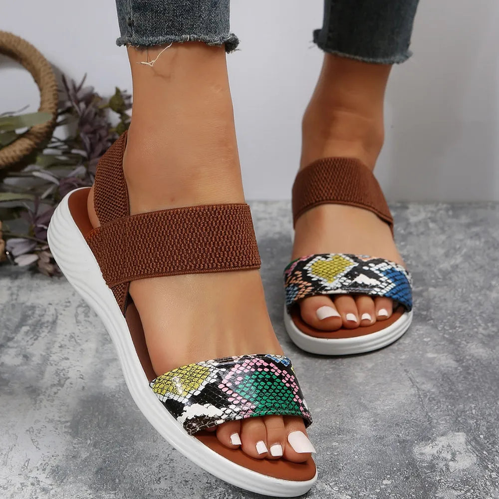 Pu Leather Open Toe Low Heel Sandals (6)