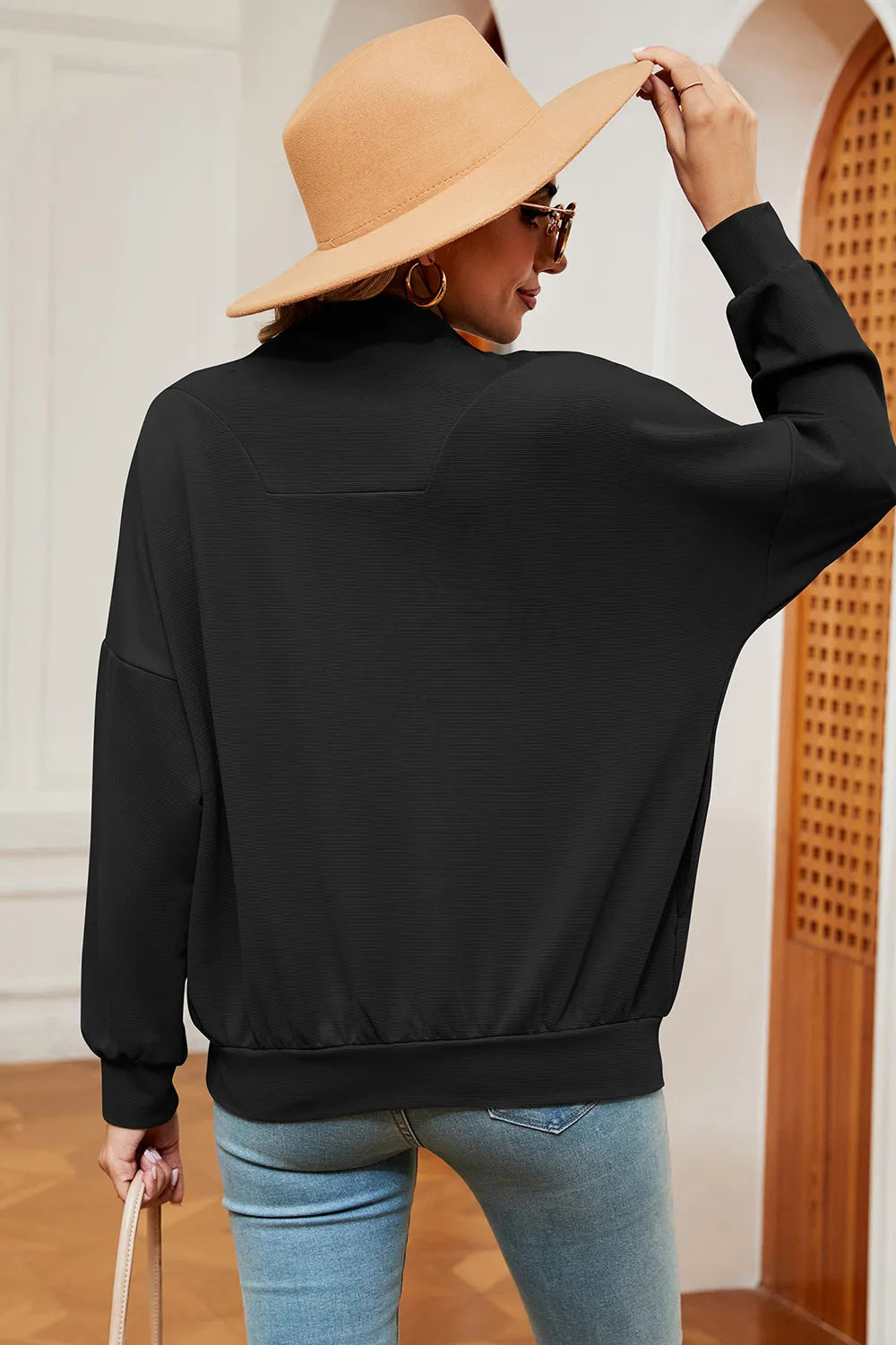 Half Zip Dropped Shoulder Sweatshirt (2)