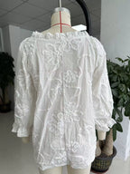 Floral Tie Neck 3/4 Sleeve Blouse (5)