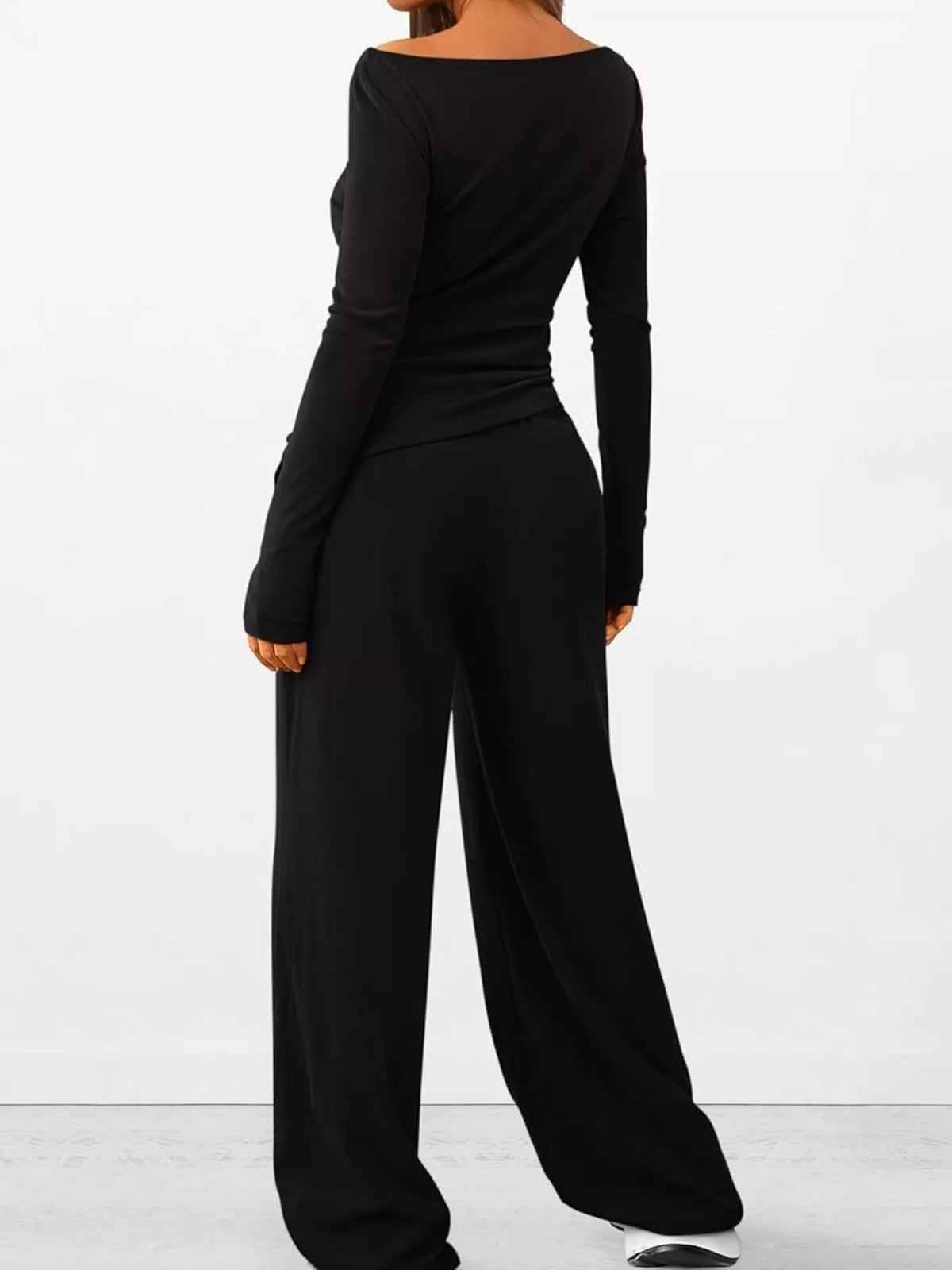 Long Sleeve Top Wide Leg Pants Set (13)