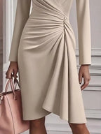 Ruched Surplice Long Sleeve Dress (6)