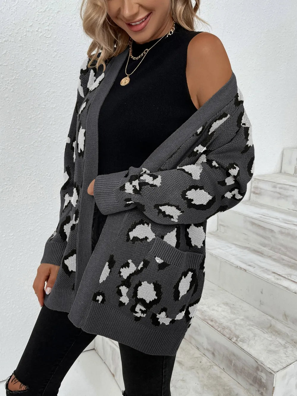 Leopard Open Front Dropped Shoulder Cardigan (15)