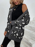 Leopard Open Front Dropped Shoulder Cardigan (15)