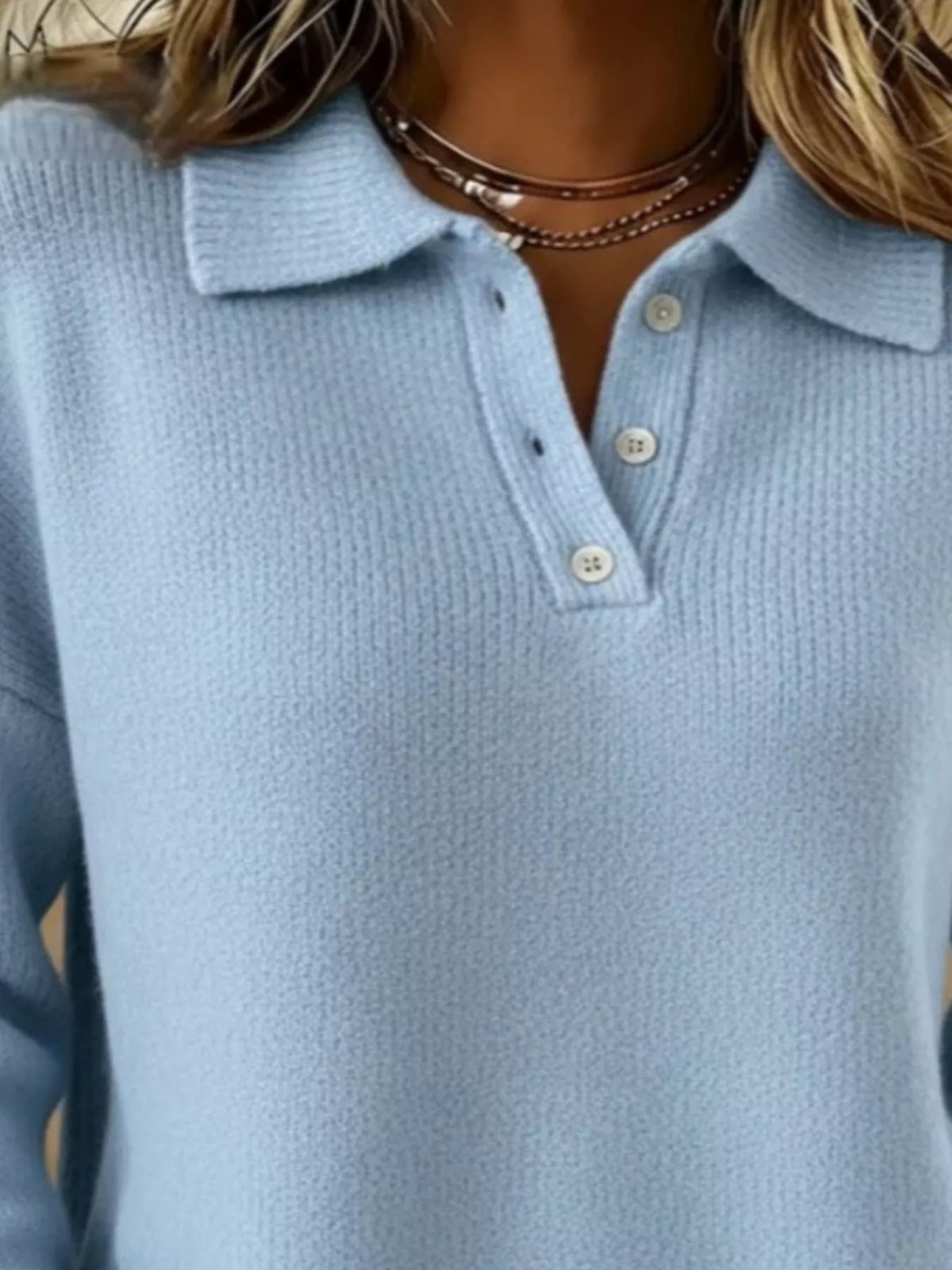 Full Size Button Detail Dropped Shoulder Sweater Plus (2)