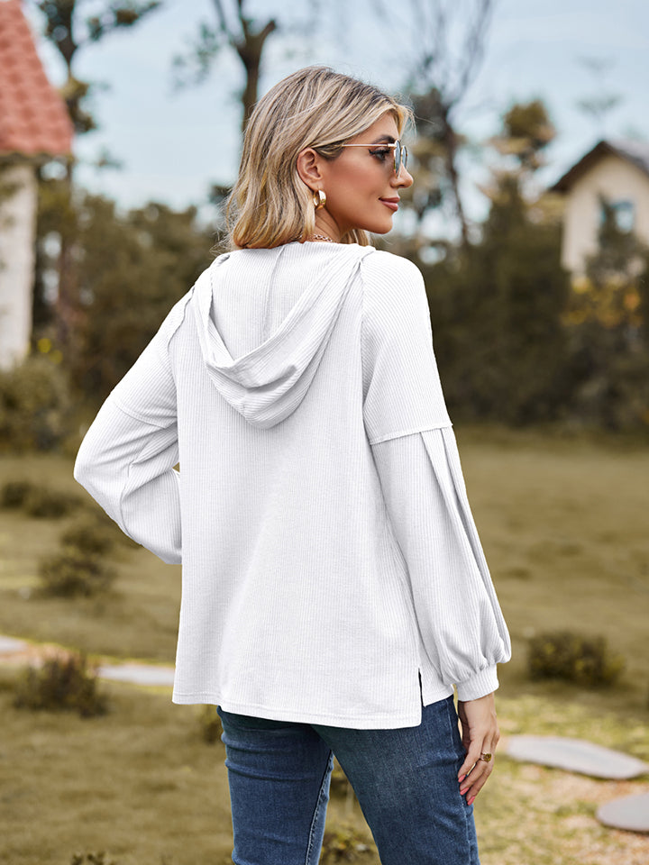 Dropped Shoulder Button-down Hoodie (6)