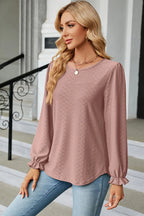 Round Neck Flounce Sleeve T-shirt (21)