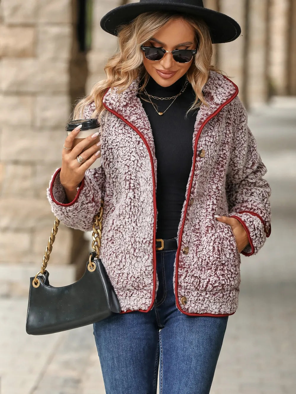 Fuzzy Pocketed Button Up Jacket (2)