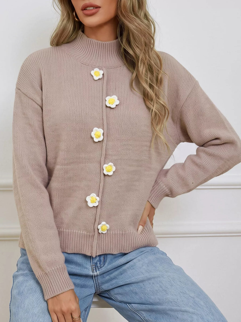 Floral Applique Turtleneck Sweater (7)