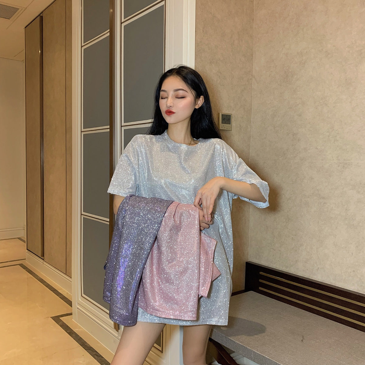 Long Sparkling Silk Top photo 1