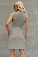 Tied Round Neck Sleeveless Sweater Dress (20)