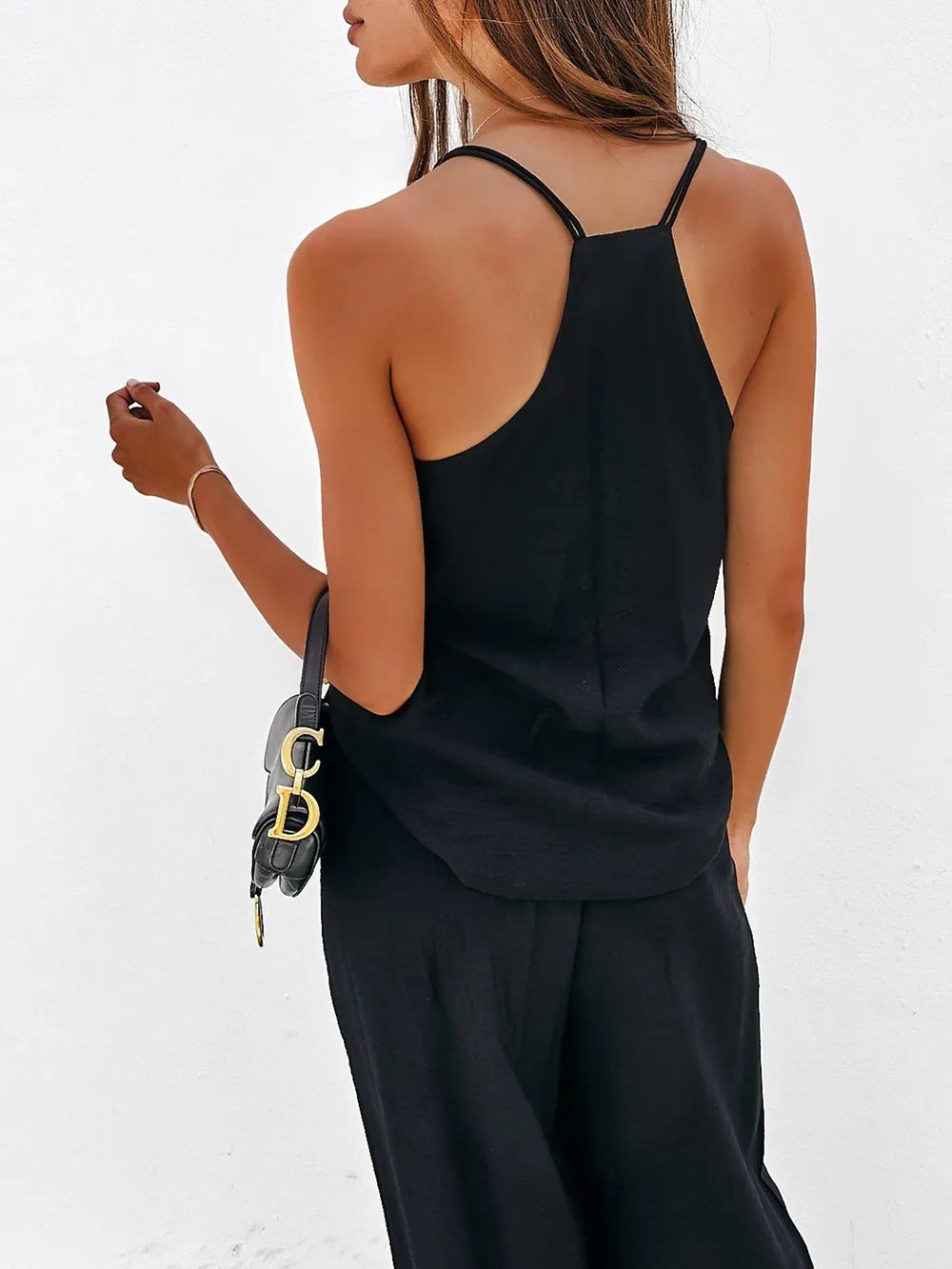 Spaghetti Strap Cami Wide Leg Pants Set (4)