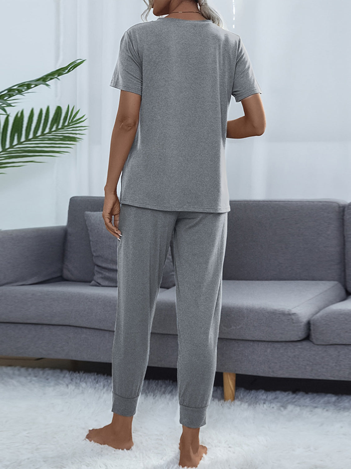 Round Neck Short Sleeve Top Pants Set (20)