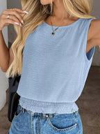 Smocked Round Neck Tank (2)