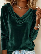 Velvet Cowl Neck Long Sleeve T-shirt (7)
