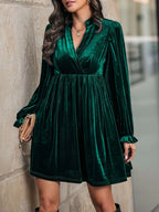 Ruched Surplice Long Sleeve Mini Dress (7)