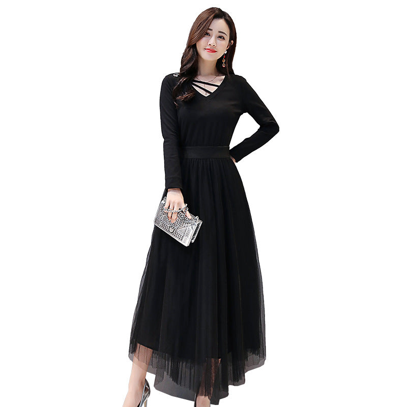 V-neck Black Dress photo 2