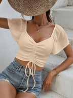 Drawstring Short Sleeve Crop Top (7)