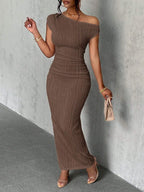 Asymmetrical One Shoulder Bodycon Maxi Dress (8)