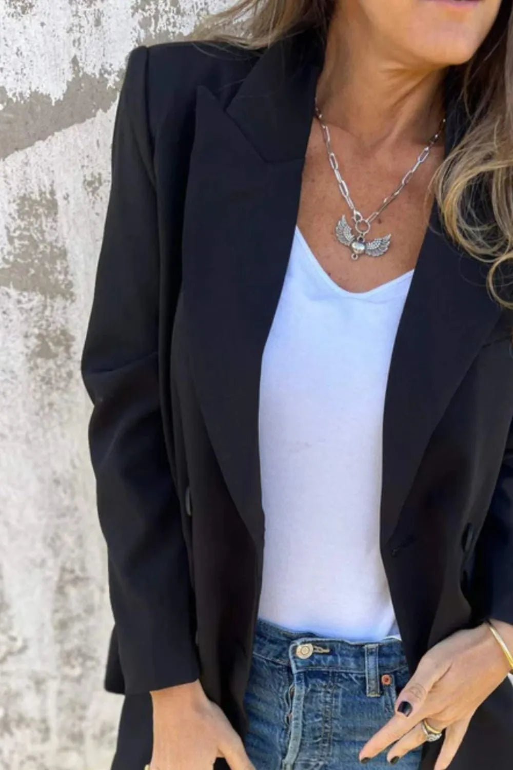 Full Size Collared Neck Long Sleeve Blazer (6)