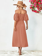Off-shoulder Balloon Sleeve Midi Dress (18)