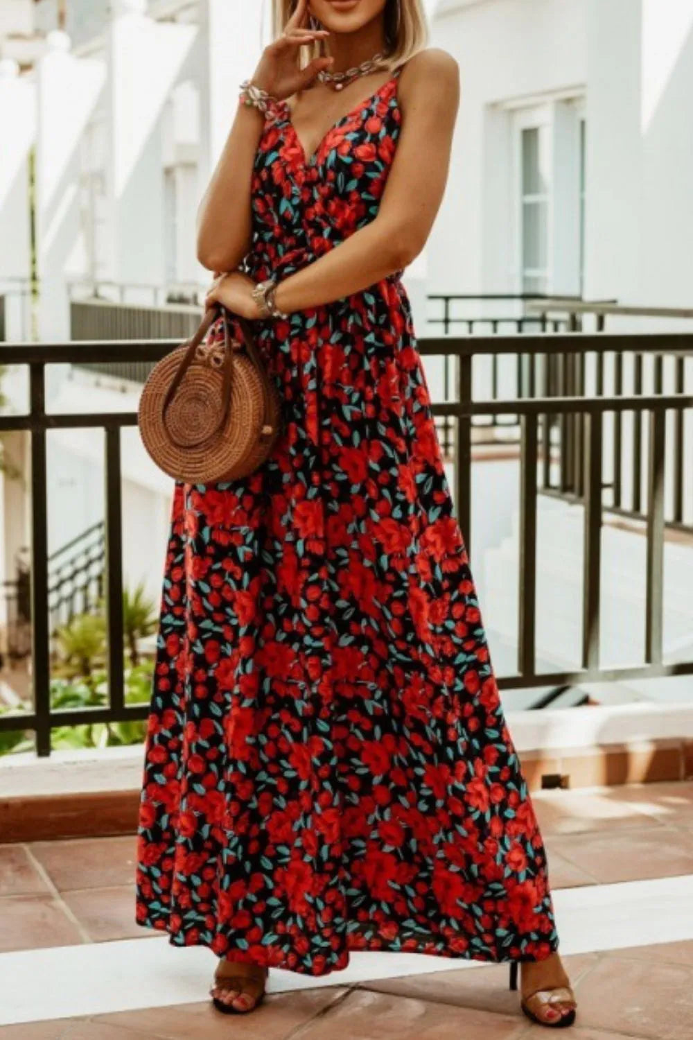 Printed Spaghetti Strap Maxi Dress (19)