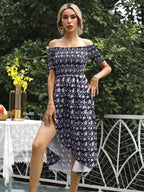 Off Shoulder Floral Slit Dress (8)