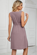 Buttoned Wide Strap Mini Dress (8)