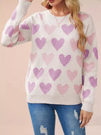 Heart Pattern Beaded Round Neck Sweater (8)