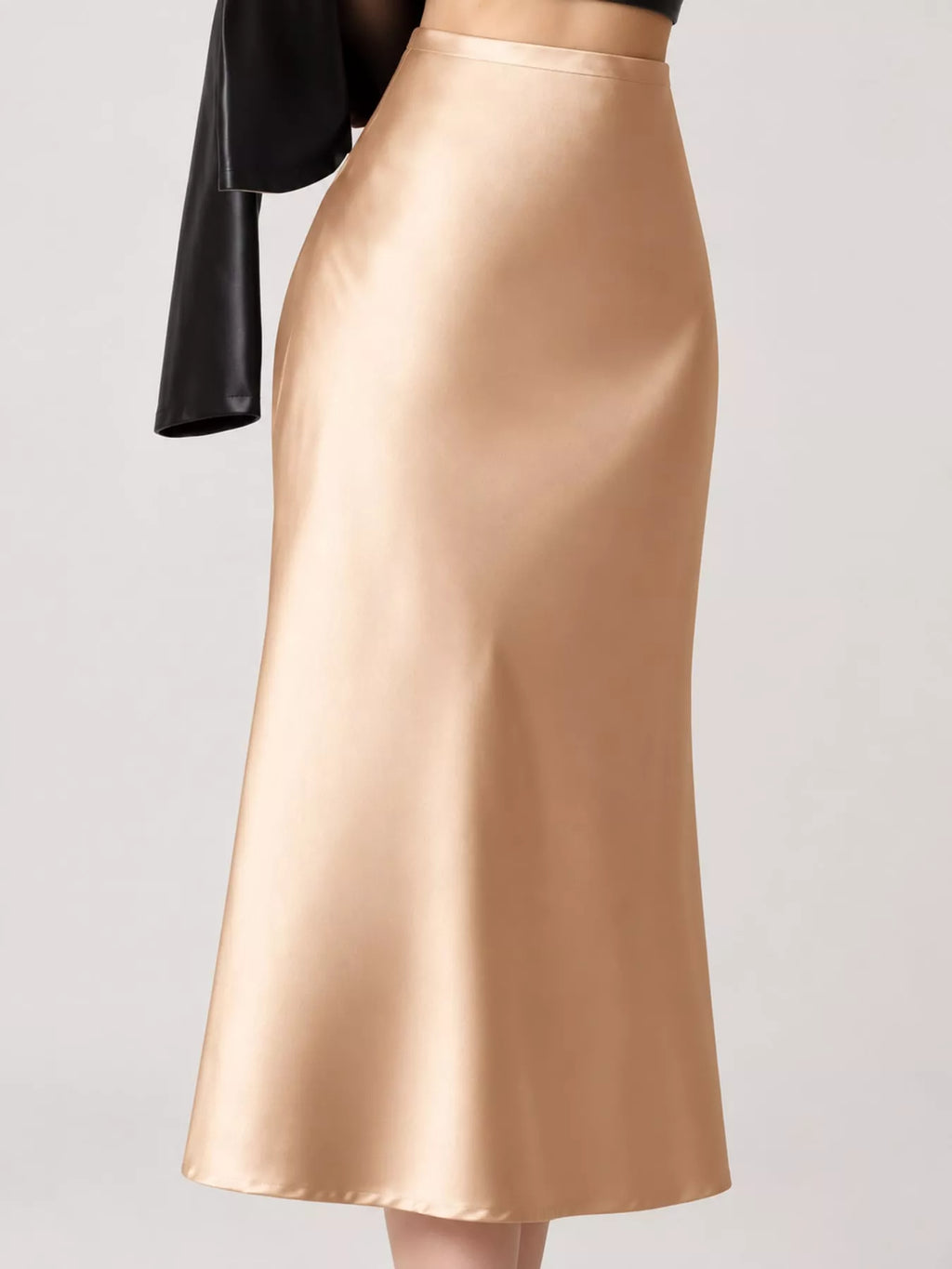 High-waisted Satin Midi Skirt (11)