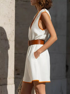 Contrast Trim V-neck Sleeveless Dress (2)