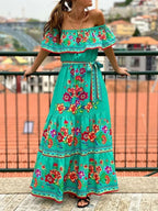 Floral Off Shoulder Ruffle Maxi Dress (11)