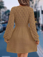 V-neck Long Sleeve Sweater Dress (17)