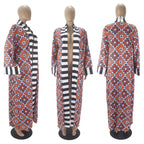 Casual Striped Pattern Printed Long Sleeve Coat Dress photo 4