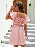 Off-shoulder Puff Sleeve Mini Dress (3)