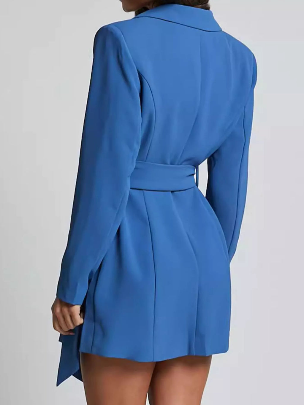 Lapel Collar Tie Waist Blazer (10)