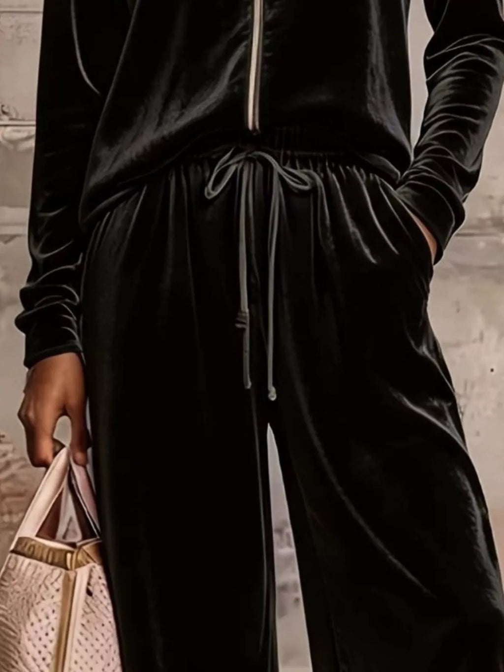 Velvet Zip-up Top Pants Set (10)