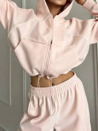 Fleece Zip-up Hoodie Joggers Set (4)