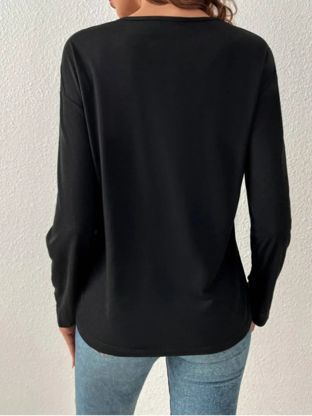 V-neck Long Sleeve T-shirt (5)