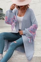 Fringe Sleeve Dropped Shoulder Cardigan (3)