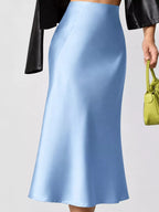 High-waisted Satin Midi Skirt (22)