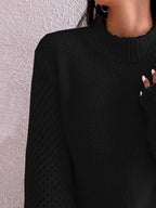 Openwork Mock Neck Long Sleeve Sweater (9)