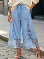 Lace Trim Wide-leg Cropped Pants (2)