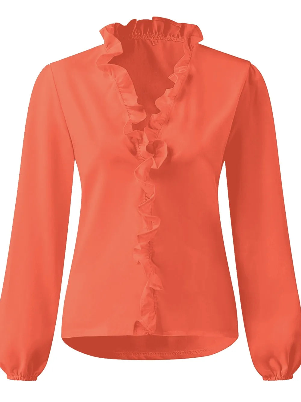 Ruffled V-neck Long Sleeve Blouse (9)