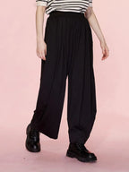 Elastic Waist Wide Leg Pants Pockets