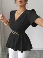 Surplice Short Sleeve Blouse (2)