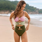 Block Sweetheart Neck One-piece Swimwear (14)