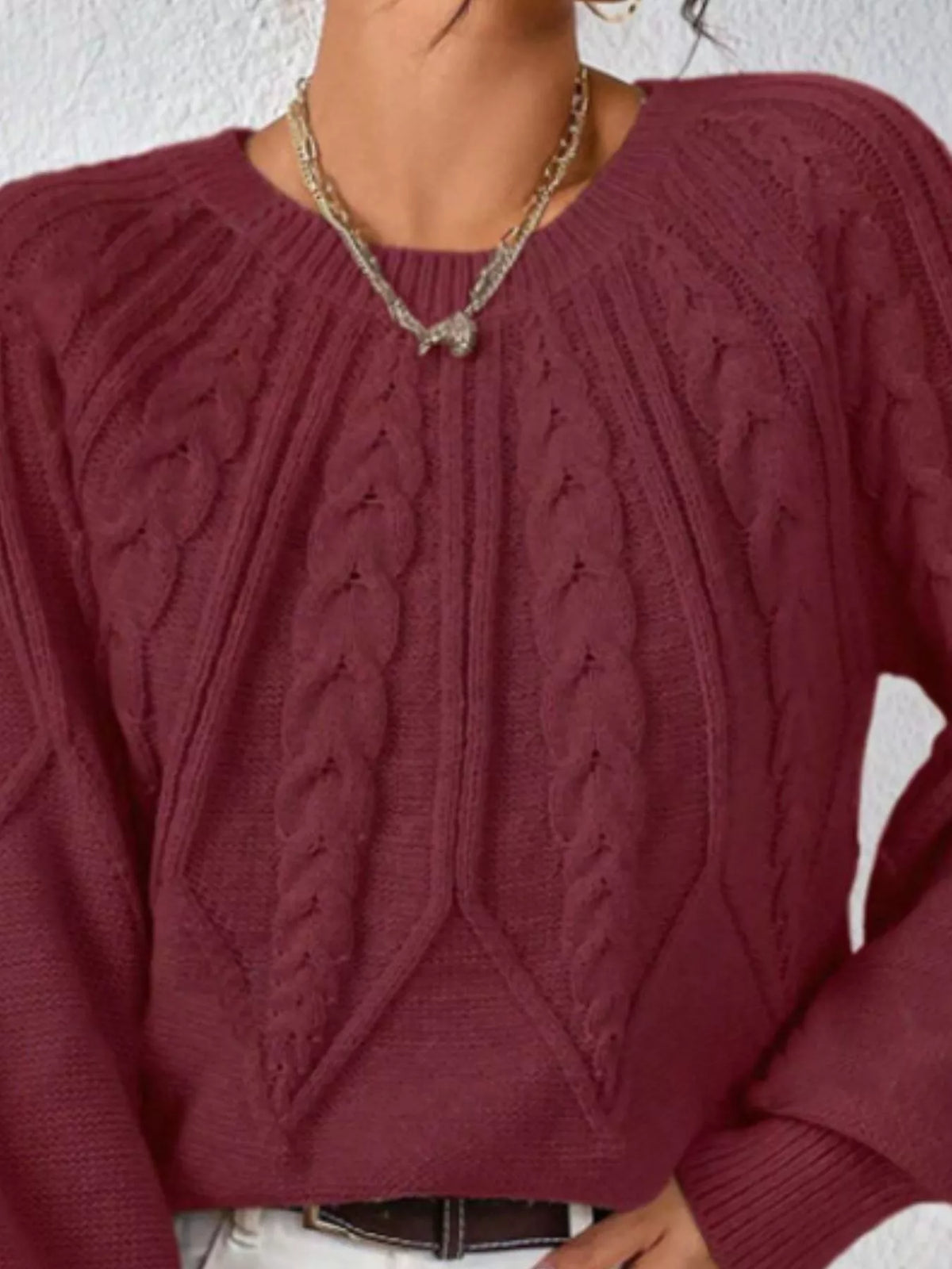 Cable Knit Long Sleeve Sweater (23)