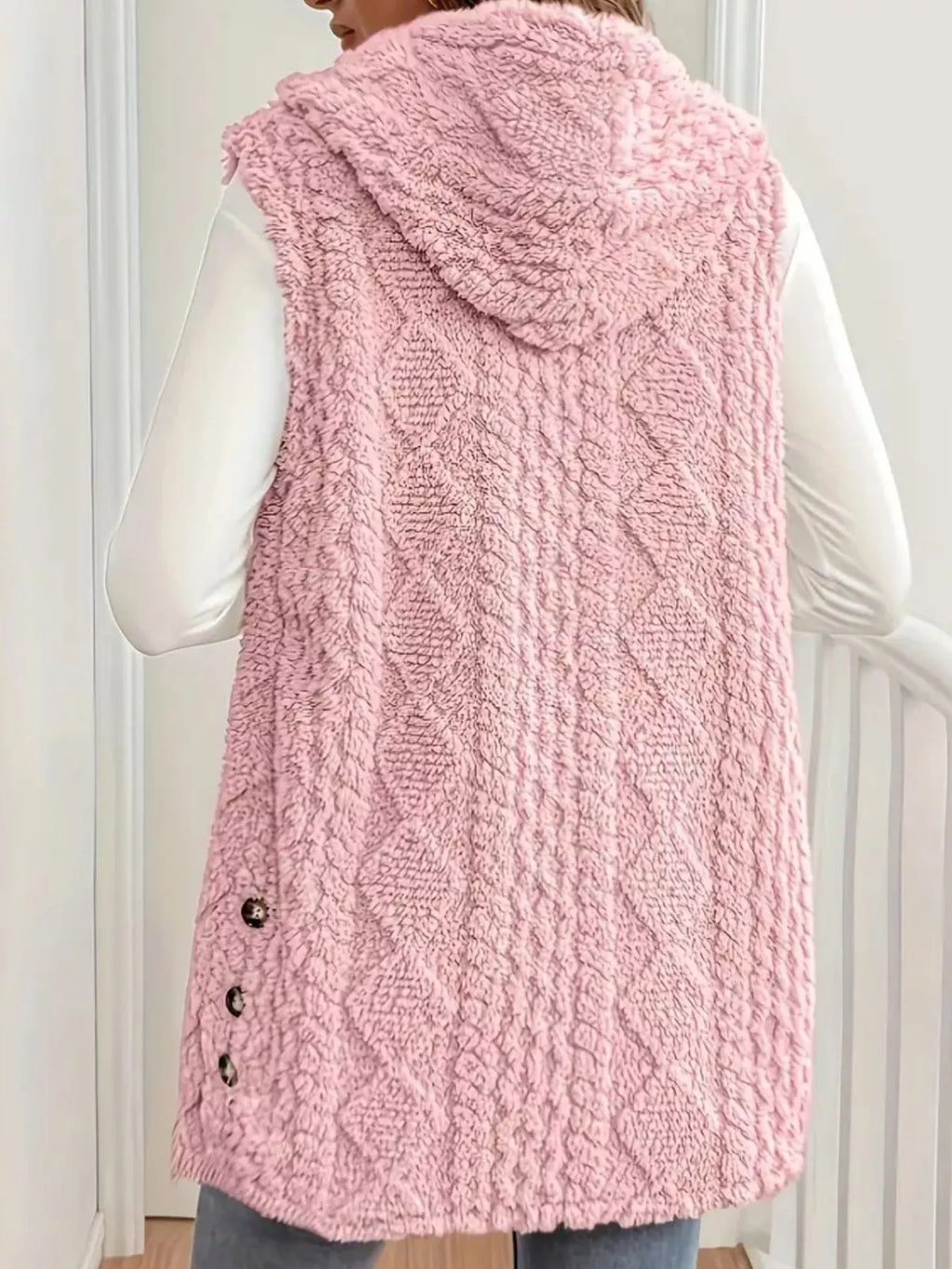 Button-down Sherpa Hooded Vest Coat (16)
